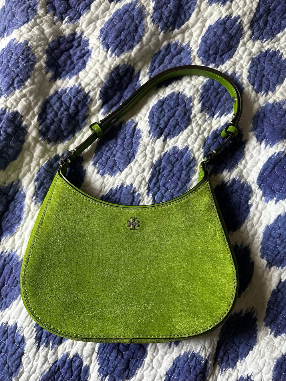 Tory Burch Bright Lime Suede Shoulder Bag